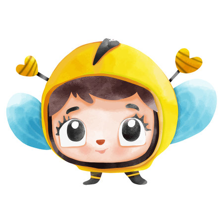 cartoon image with cute little bee on white background - illustration for childrenのイラスト素材