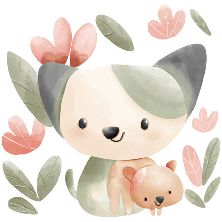 Cute hand drawn vector illustration of a cute koala with a babyのイラスト素材