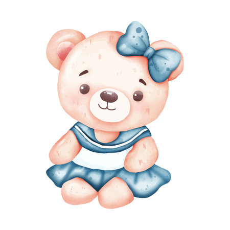 Cute cartoon teddy bear. Vector illustration isolated on white background.のイラスト素材