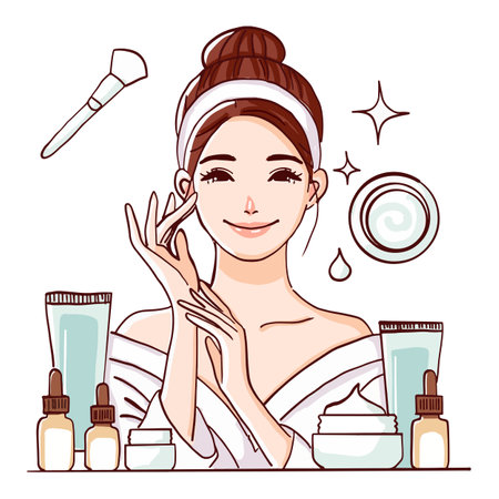Daily Skincare Ritual for Healthy and Glowing Skinのイラスト素材
