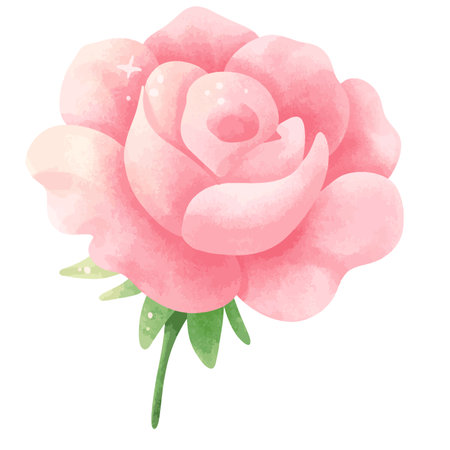 Pink rose watercolor illustration. Isolated on a white background.のイラスト素材