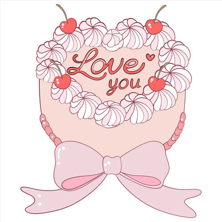 Valentine's day greeting card with heart and flowers. Vector illustration.のイラスト素材