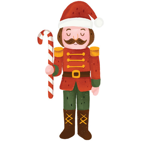 Cute Christmas Nutcracker Holding Candycaneのイラスト素材