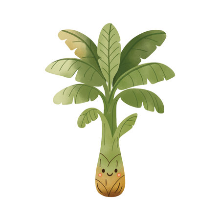 Cute Smiling Banana Tree Characterのイラスト素材