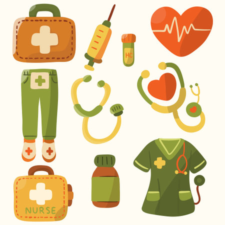Cute Medical Nurses Tools Setのイラスト素材