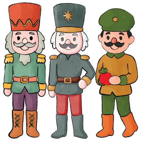 Vintage Nutcracker Holiday Character Setのイラスト素材