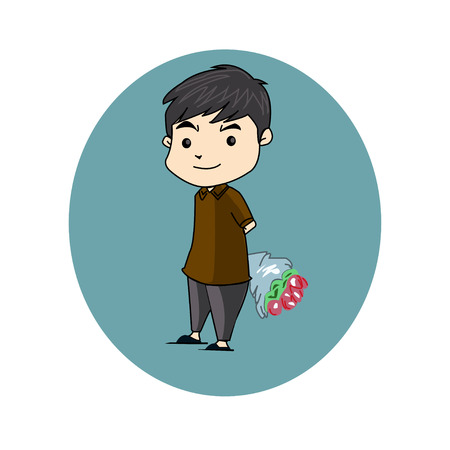 boy flowerのイラスト素材