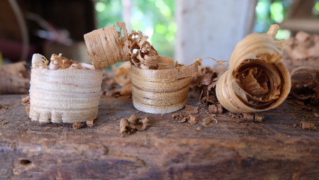 wood shavingの写真素材