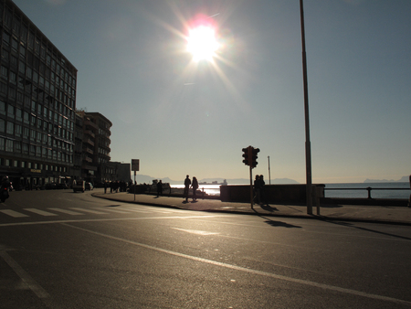 Naples, people in Lungomare Caraccioloの写真素材