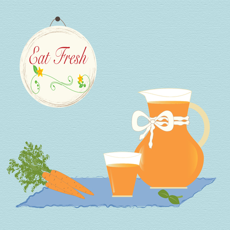 Carrot Juice Healthy Organic Living Vitamins Vector Illustrationのイラスト素材