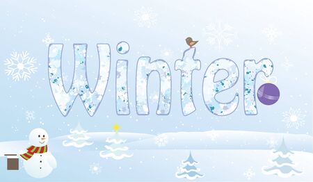 Christmas snowman snowflake cartoon pine bells vector illustrations snowmansnowflake cartoon pine bells vector illustrationのイラスト素材