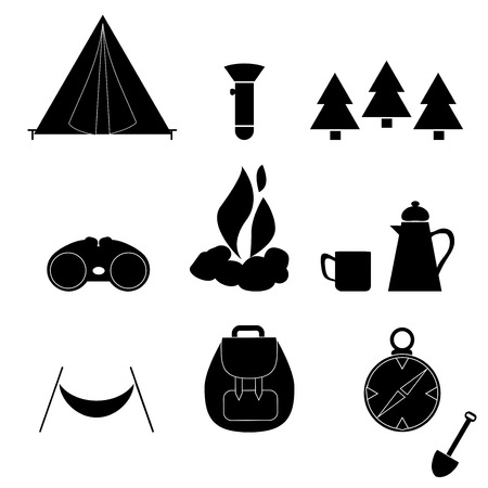 Camp Icon Silhouette Nature Vector Illustrationのイラスト素材