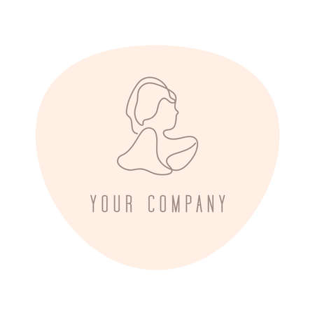 Logo creating related to Bath/Shower/Beauty Salon/Reflexology. An art line icon of a woman holds a towel.のイラスト素材