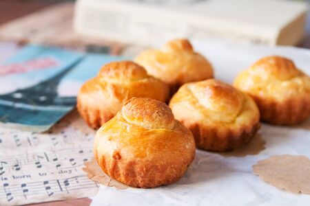True brioche is a french bread rich with butter and eggs.の写真素材