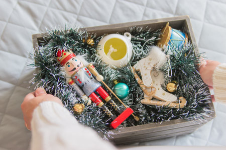 Point of view womens hand cat christmas storage