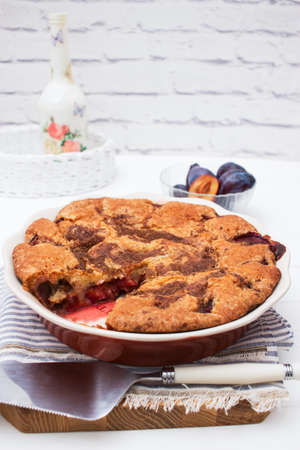 American plum cake original recipe striped towel.の写真素材