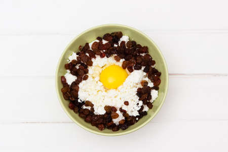 Dessert preparation on white table.の写真素材