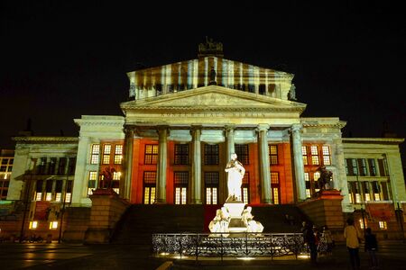 BERLIN GERMANY-  OCTOBER 1, 2017: Concert Hall on Gendarmenmarkt illuminated during the Festival of Lights.のeditorial素材