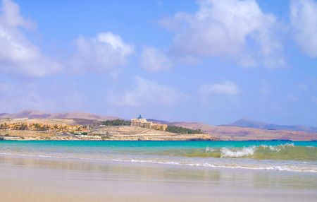 View on the beach Costa Calma on the Canary Island Fuerteventura, Spain.
