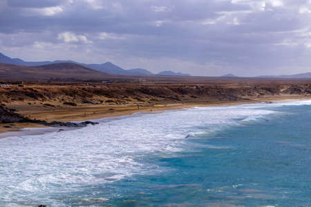 Aerial view on the beach El Cotillo on the Canary Island Fuerteventura.