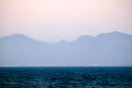 View of Lobos Island from Fuerteventura, Canary Islands.の写真素材