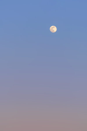 Full moon on the evening sky, closeup, can be used as natural background.の写真素材