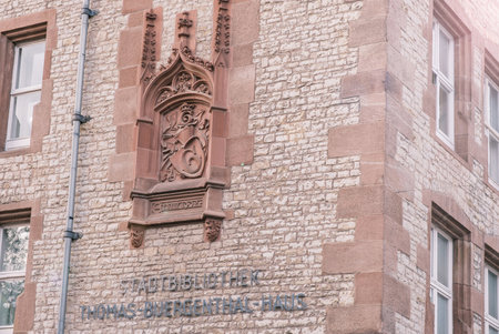 GÃ¶ttingen, Germany, October 16, 2023 - Exterior of the GÃ¶ttingen City Library Thomas Buergenthal House.のeditorial素材