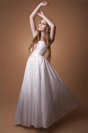 Portrait of the young bride in studioの写真素材