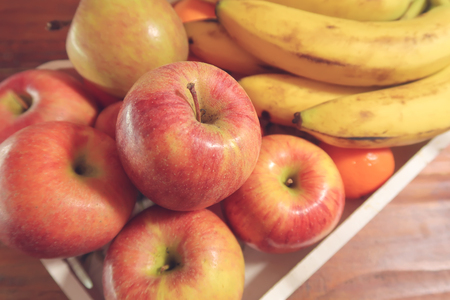 Various fruits in basketの写真素材