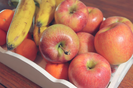 Various fruits in basketの写真素材