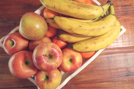 Various fruits in basketの写真素材