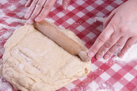 Rolling the doughの写真素材