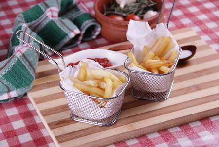 French fries in the basketの写真素材