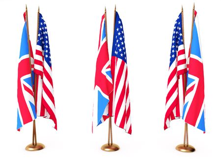 flags of Great Britain and the United State isolated whiteの写真素材