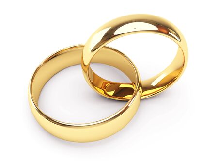 isolated gold wedding ringsの写真素材