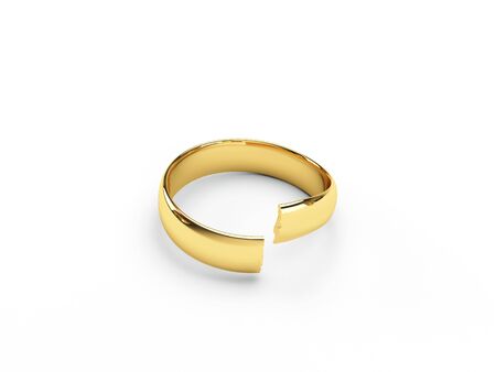 isolated broken gold wedding ringsの写真素材
