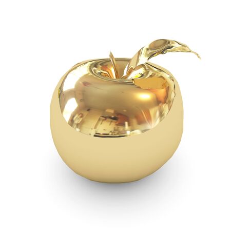 golden apple isolatedの写真素材