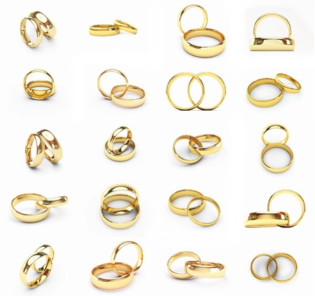 20 isolated gold wedding ringsの写真素材
