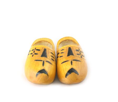 yellow wooden shoes from the netherlandsの写真素材