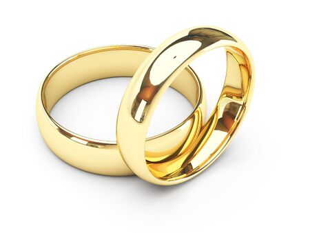 isolated gold wedding ringsの写真素材