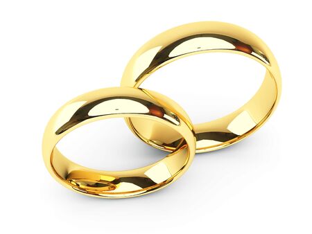 isolated gold wedding ringsの写真素材