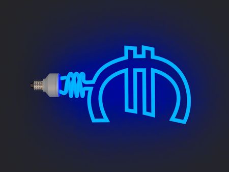 Energy saving lamp in the shape of the euroの写真素材