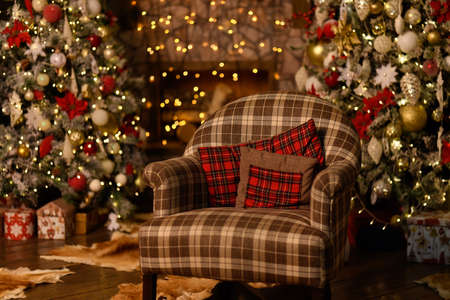 red chair in the New Year's interiorの写真素材