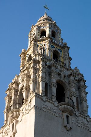 The top of the tower at the entrance to Balboa Park in San Diego, California.の写真素材