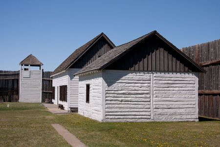 Historic Fort Carlton in central Saskatchewan of the Canadian Prairies.の写真素材