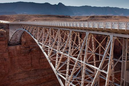 Navajo Bridge crosses the Colorado River's Marble Canyon near Lee's Ferry in the U.S. state of Arizona.の写真素材