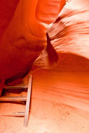 Antelope Canyon in Arizona is a narrow canyon with fantastic interior shapes created by swirling water and wind.の写真素材