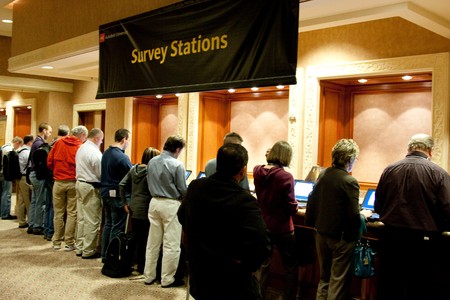 LAS VEGAS - DEC 1:  Survey stations at the AutoDesk University 2009 Conference December 1, 2009 at...