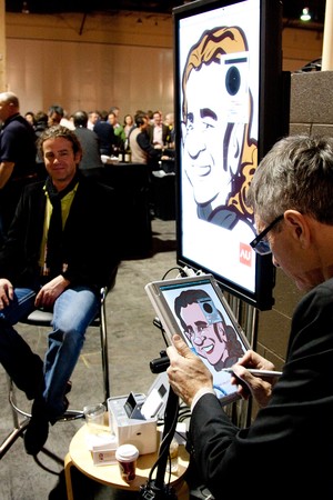 LAS VEGAS - DEC 3:   Digitaal caricature artist at the AutoDesk University 2009 Conference December 3, 2009 at the Mandalay Bay Hotel and Casino Las Vegas, Nevada.のeditorial素材
