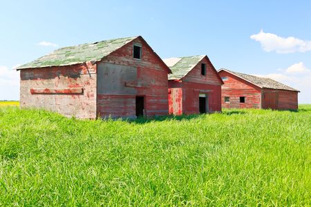 Old farm buildings on the Canadian prairies.の写真素材